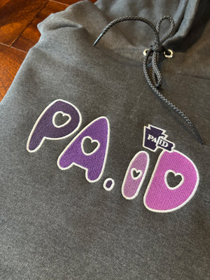 PAid | CHARCOAL GREY/ PURPLE Love PA Embroidery Hoodie