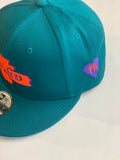 PAid TEAL/neon red-purp New Era 9 Fifty Snapback 