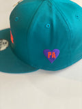 PAid TEAL/neon red-purp New Era 9 Fifty Snapback 